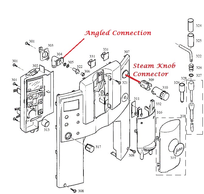 Jura E-Line Angled Steam Pipe Connector Diagram